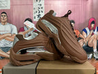 Brown Basketball Sneakers with Metallic Silver Accents