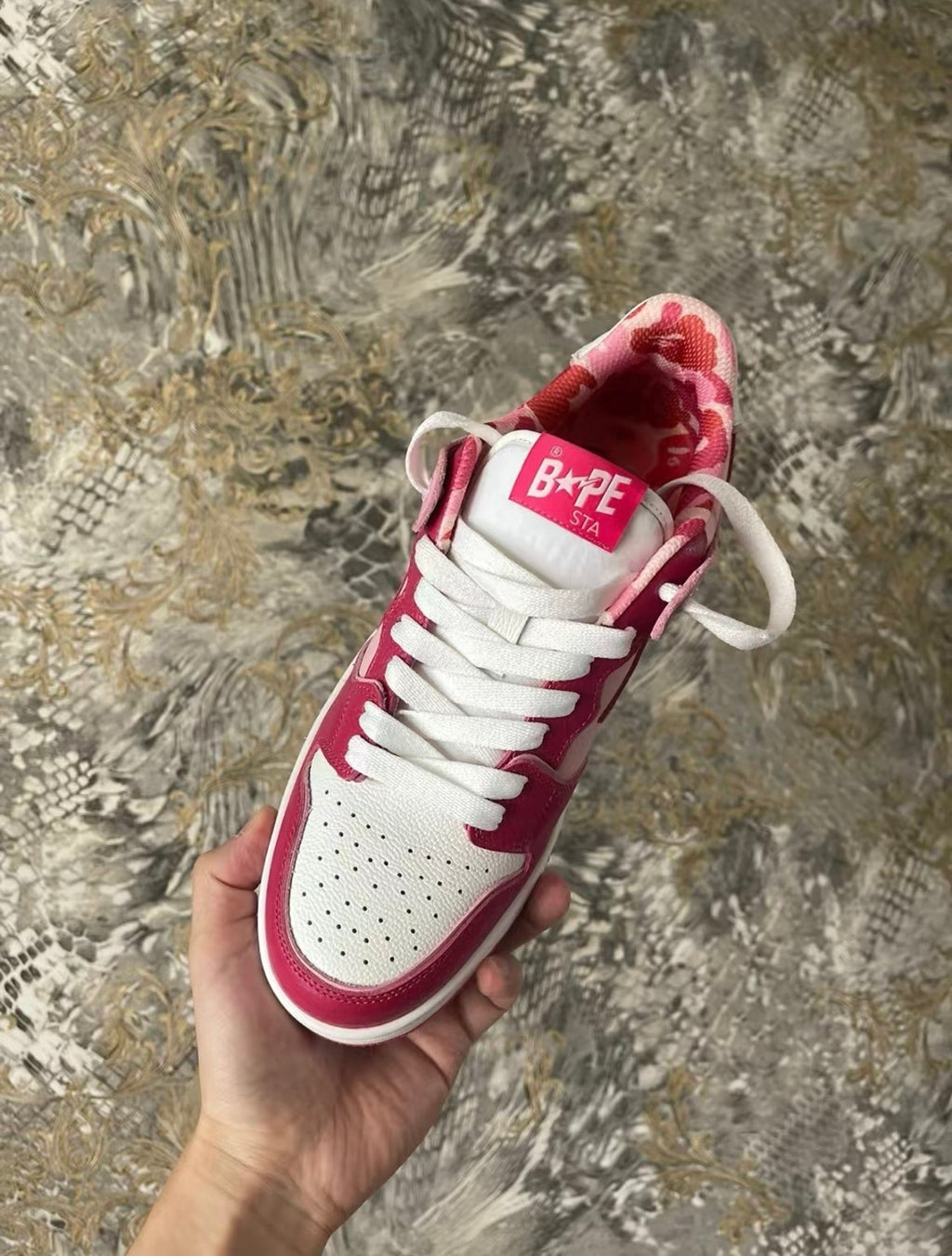 BAPE SK8 STA Sneakers in Pink and Burgundy