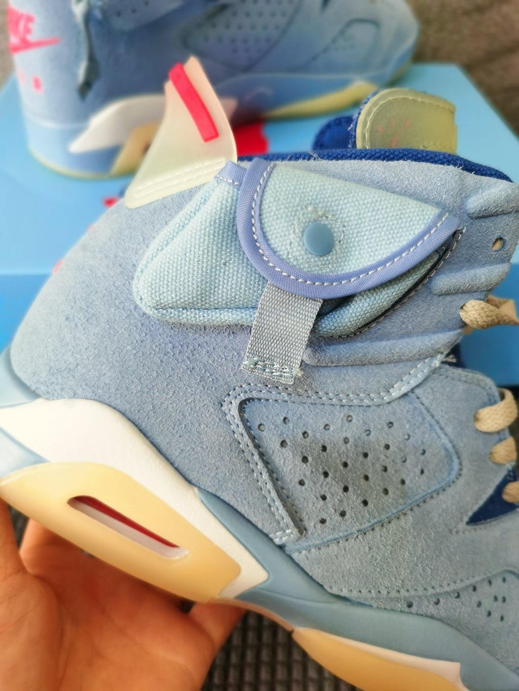 Jordan 6 Travis Scott Blue High-Top Sneakers