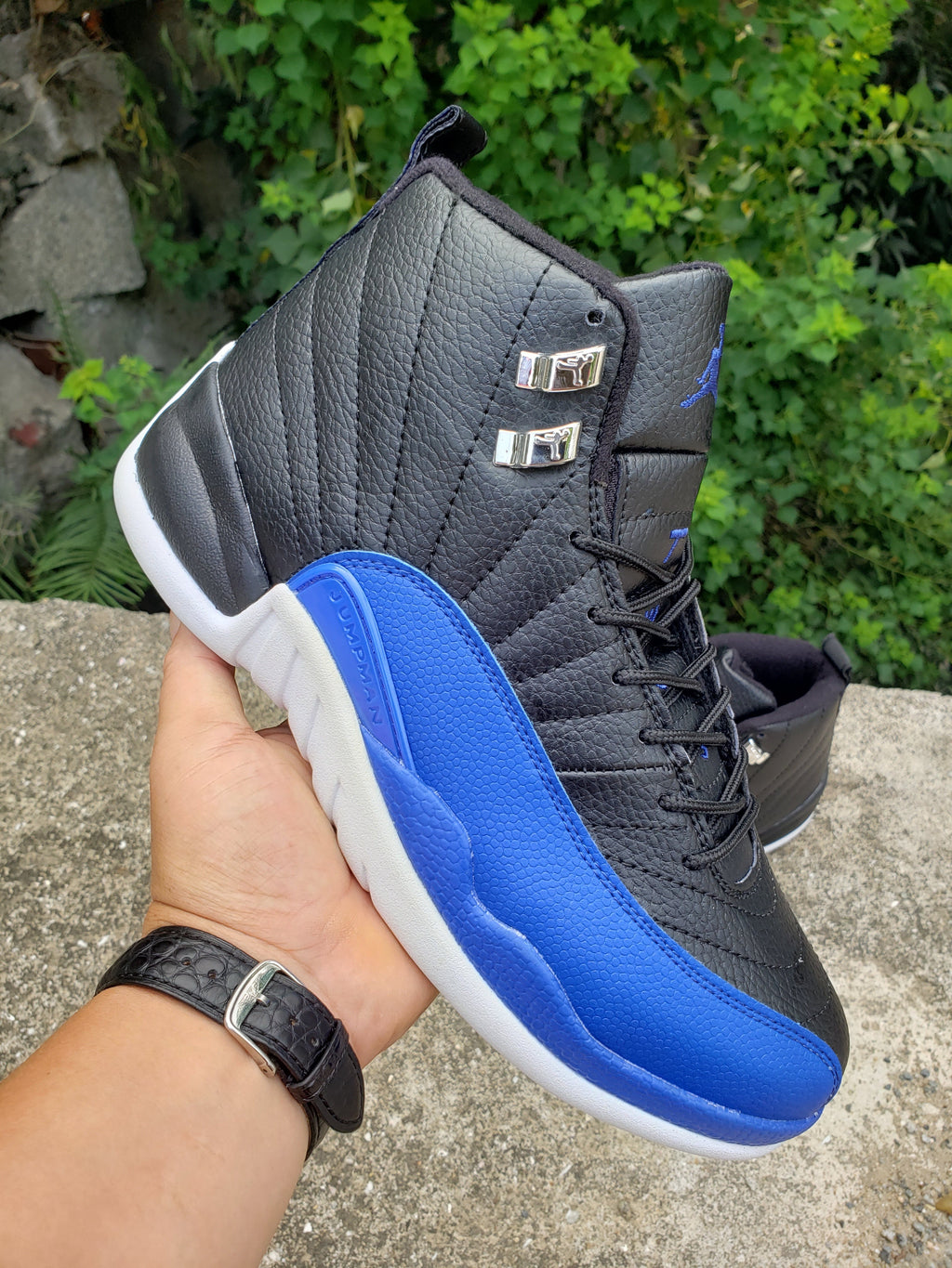 Air Jordan 12 Black and Blue High-Top Sneakers