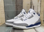 Jordan 3 White and Deep Blue Men's Sneakers