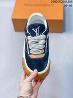 Louis Vuitton Tilted Low-Top Sneakers Navy White Tan