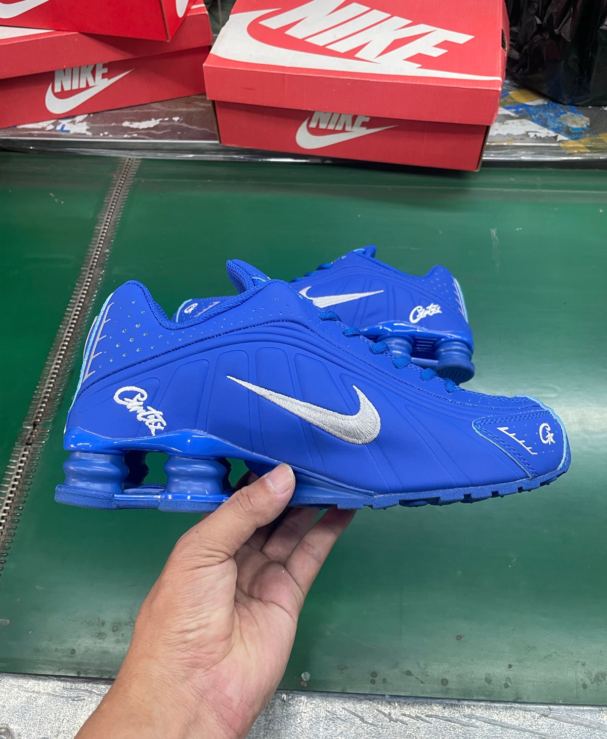 Nike Shox R4 Blue and Gray Sneakers