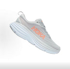 HOKA Bondi 8 Gray and Coral Running Sneakers