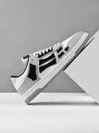 AMIRI Gray and White Low-Top Sneakers with Black Accents