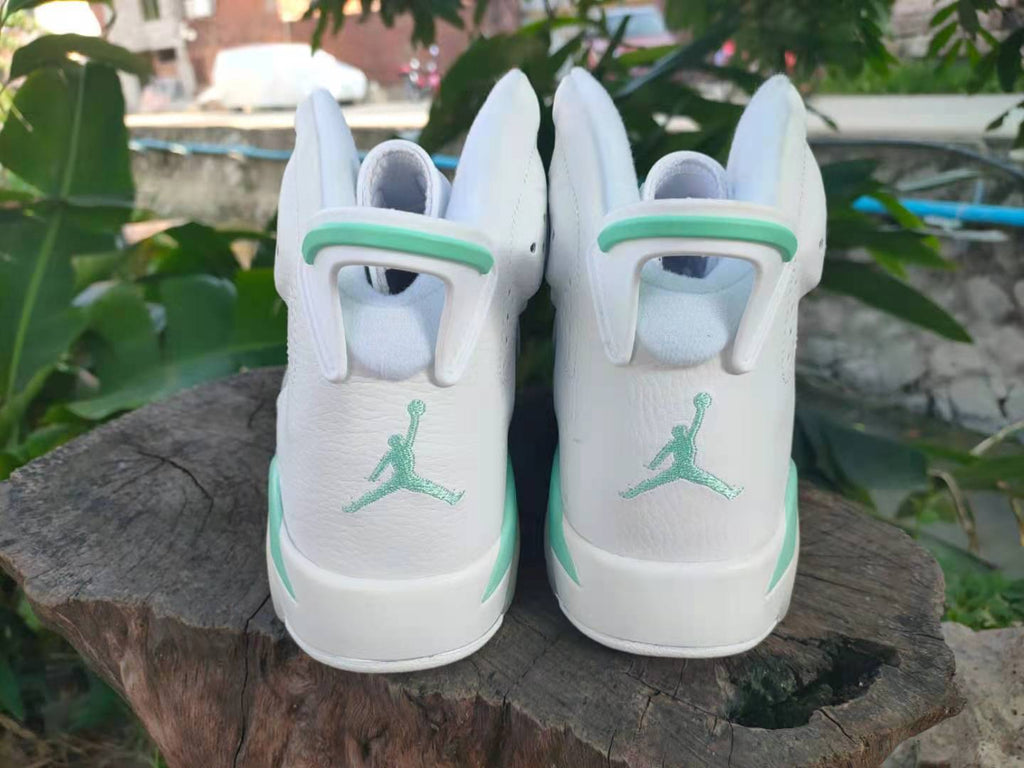 Jordan 6 High-Top Sneakers in White, Grey and Mint