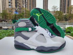 Jordan 8 High-Top Sneakers in Green, White and Grey