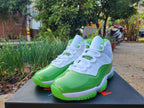 Jordan 11 White and Apple Green High-Top Sneakers
