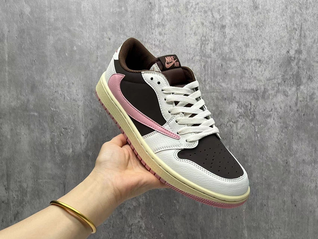 Jordan 1 Low Travis Scott Pink Brown Sneakers