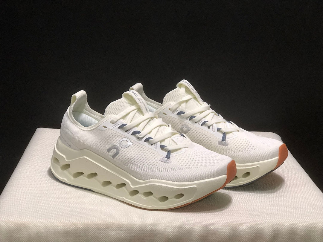 On Cloudsurfer Max Ivory Steel Grey Running Shoes