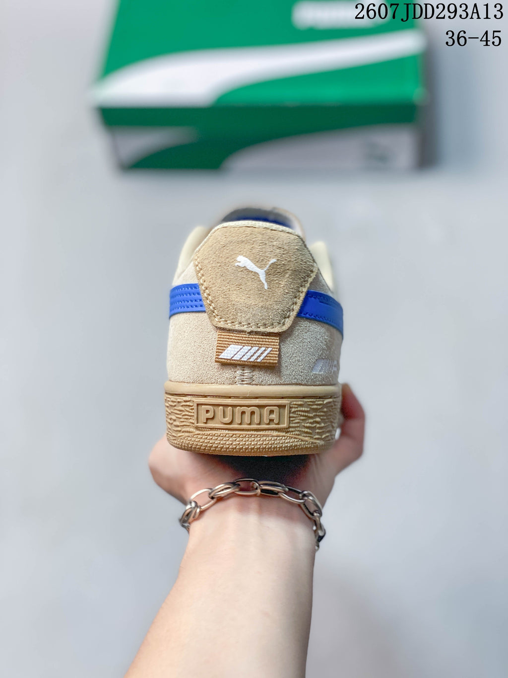 PUMA BMW MMS Suede XL Sneakers Tan and Blue 2607JDD293A13