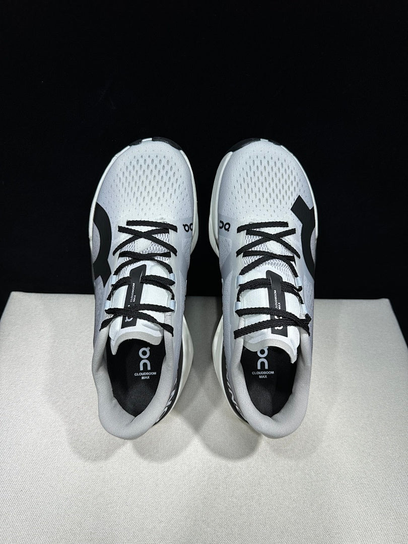 On Cloudboom Max Running Shoes, White and Black