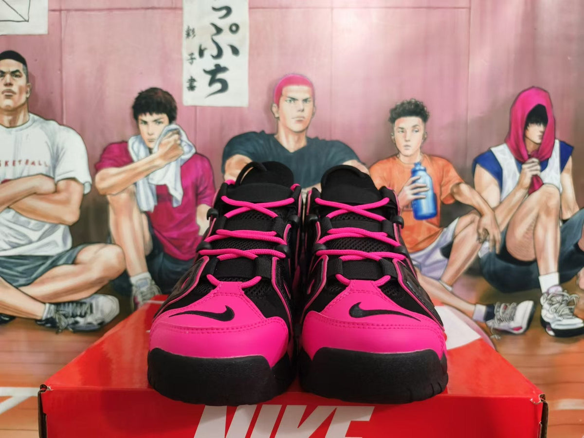 Nike Air More Uptempo Black and Pink Sneakers