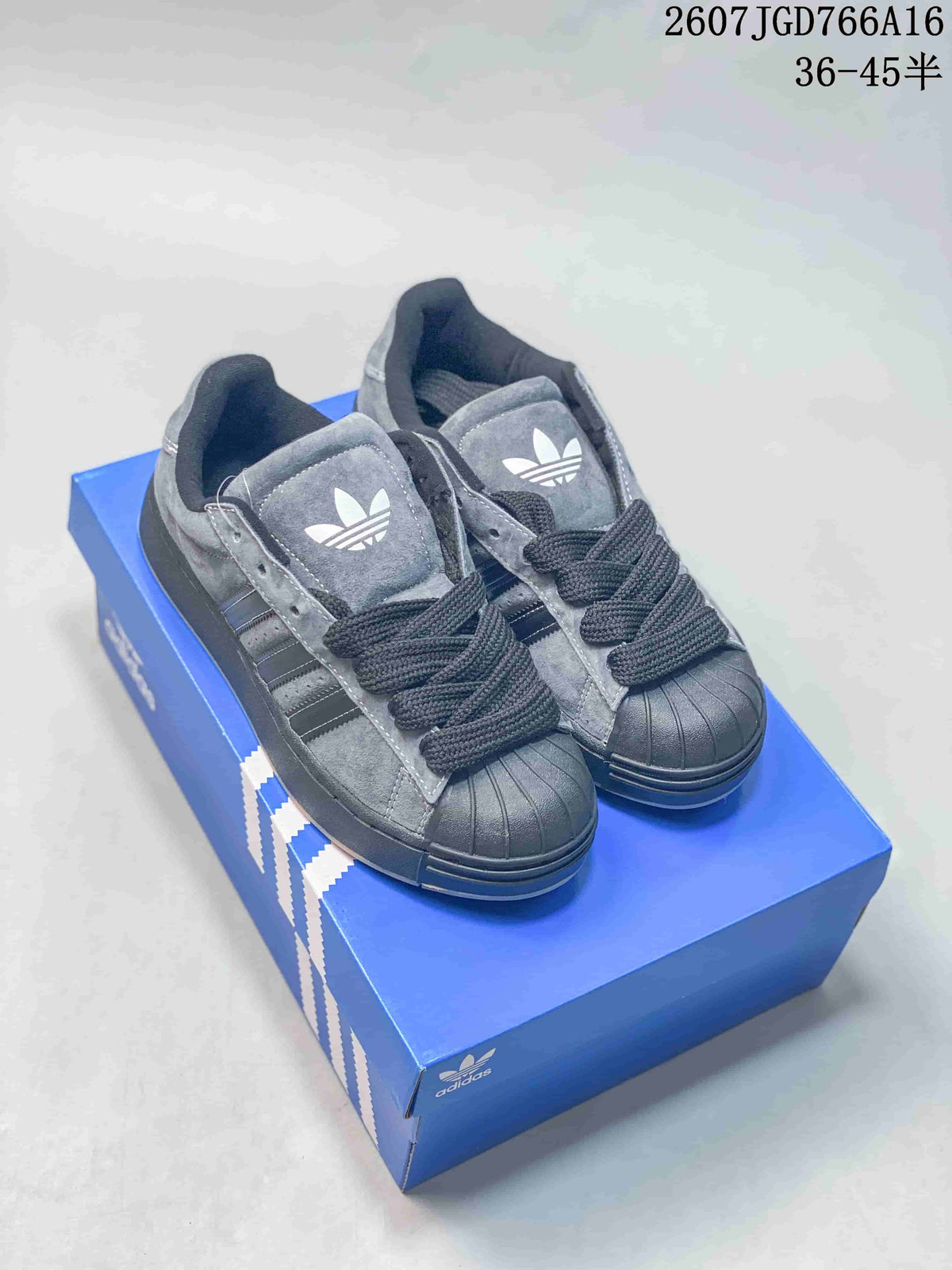 adidas Superstar Shell-Toe Sneakers Black/Gray 2607JGD766A16