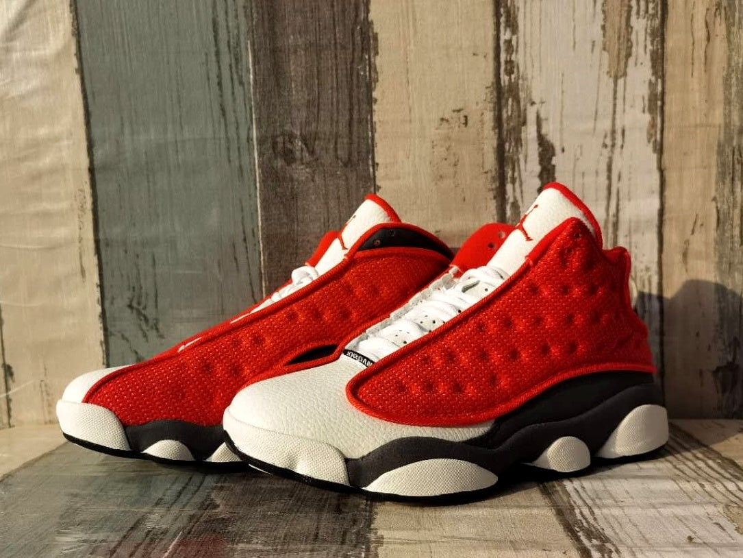 Jordan 13 White, Gray & Red Men's Sneakers