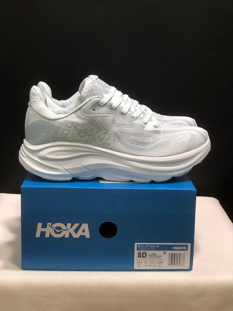HOKA Clifton 10 White Running Shoes