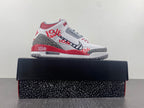 Air Jordan 3 White Grey Red Graphic Sneakers