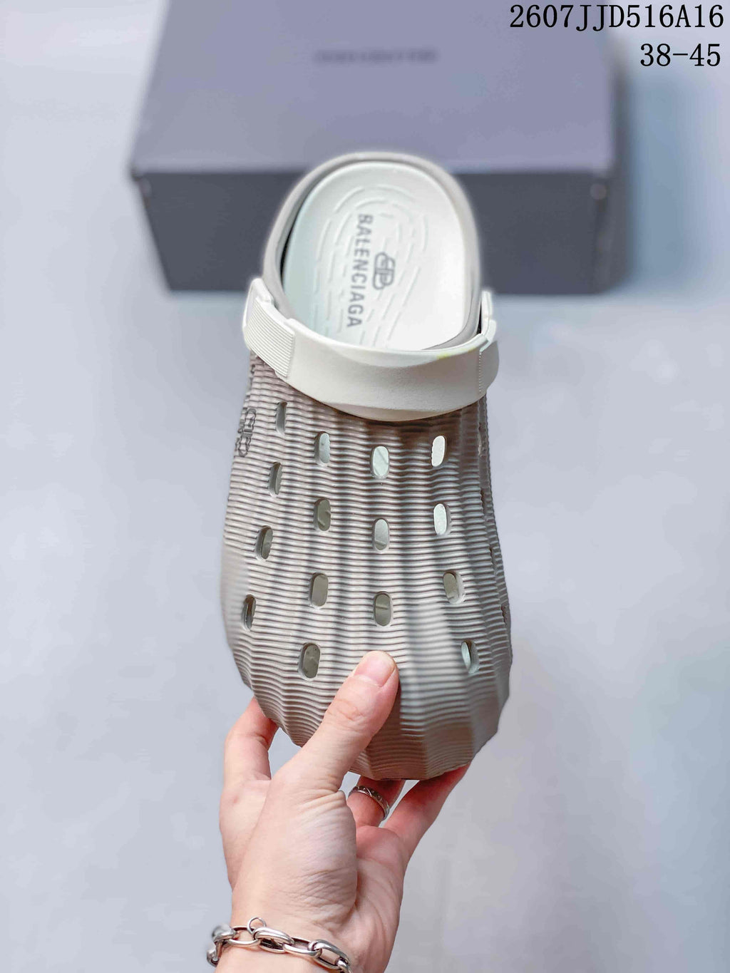 Balenciaga Wave-Textured Closed-Toe Clogs Beige Style 2607JJD516A16