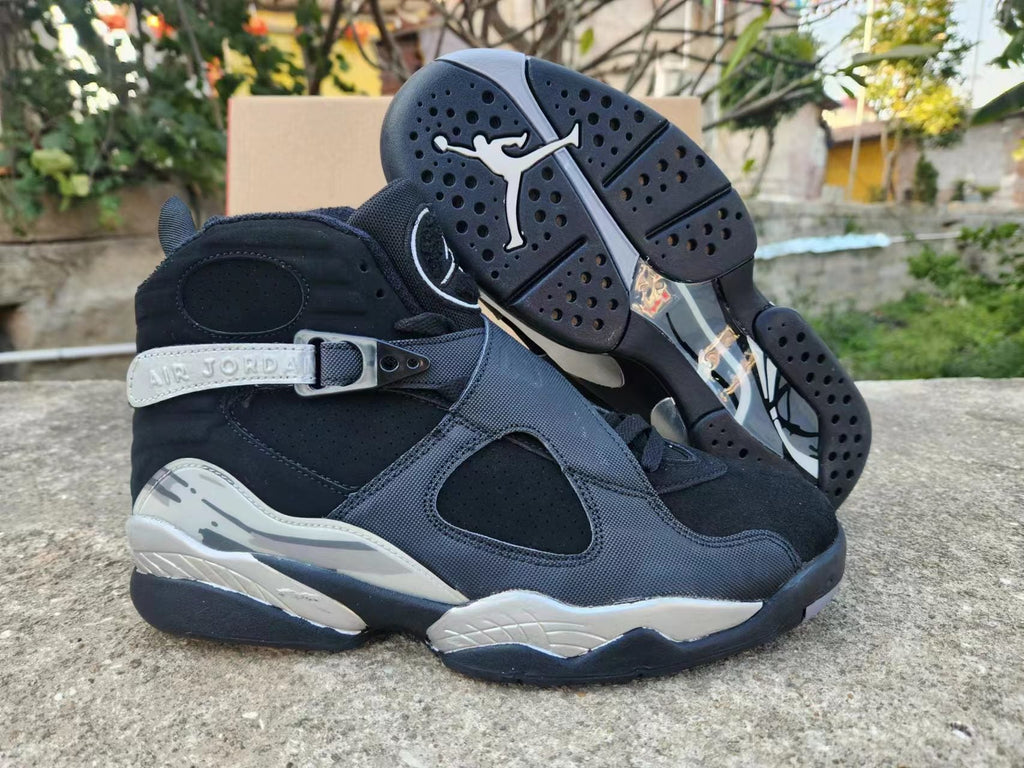 Air Jordan 8 High-Top Sneakers in Black and Red or Silver