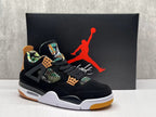 Jordan 4 Retro Sneakers in Black, Green and Tan