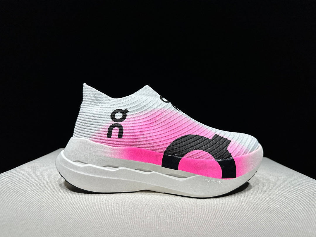 On Cloudboom Strike LS White/Pink Running Sneakers