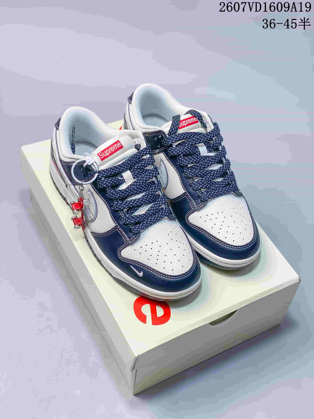 Nike Dunk Low Retro Custom Sneakers White and Navy