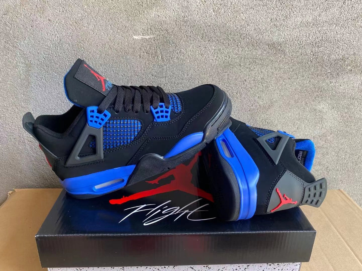 Air Jordan 4 Black and Blue High-Top Sneakers