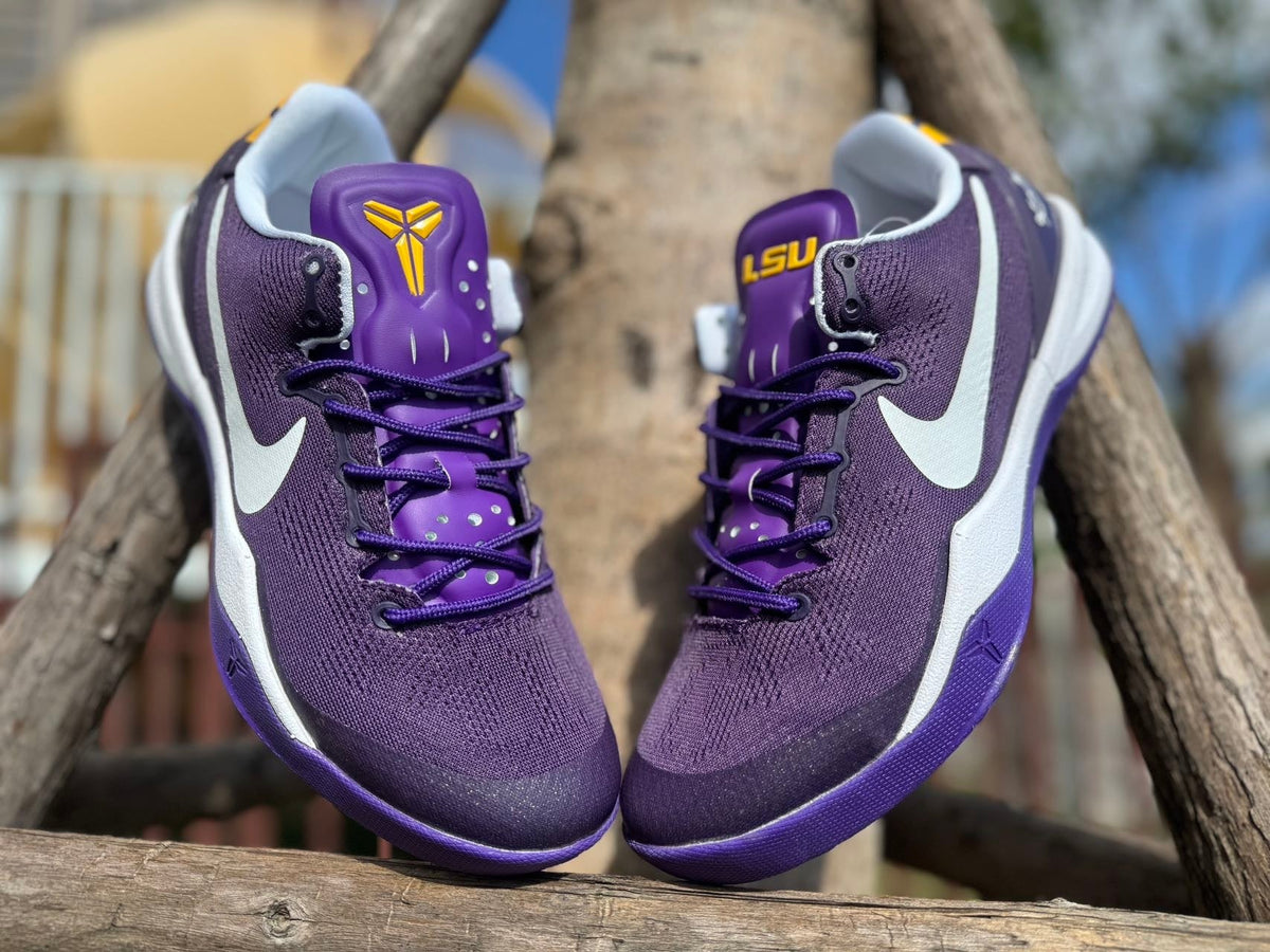 Nike Kobe 8 LSU Away Basketball Shoes, Purple and Gold
