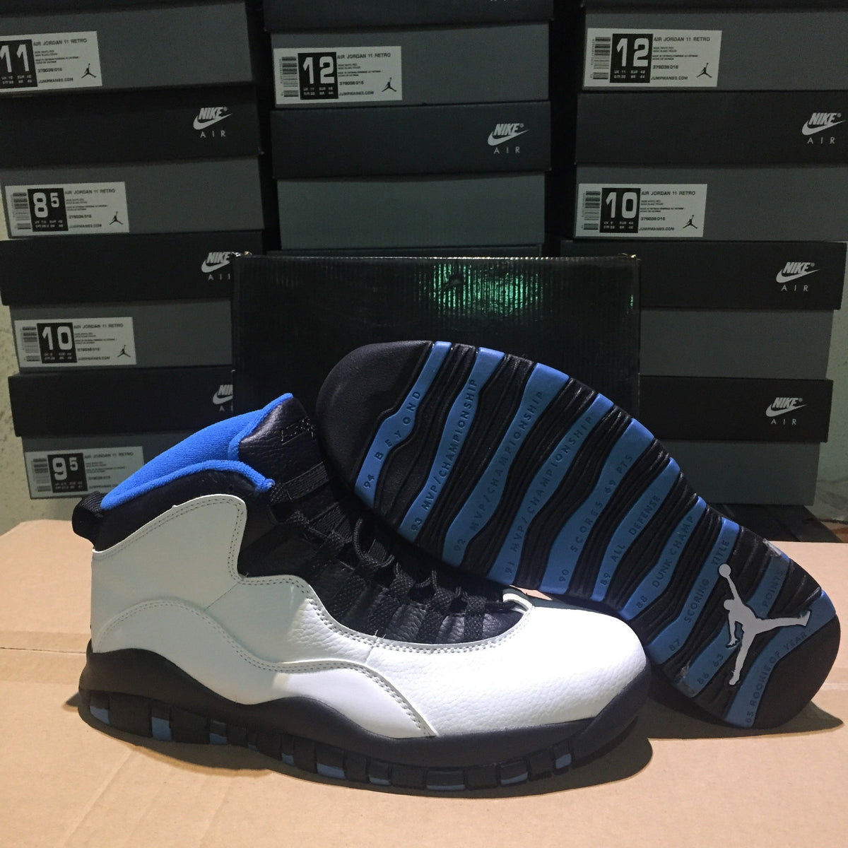 Jordan Air Jordan 10 Retro White Black Blue High-Top Sneakers