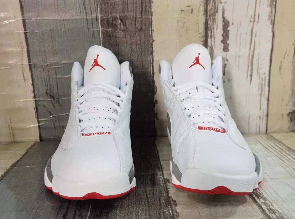 Jordan 13 White, Red & Grey Men's Sneakers