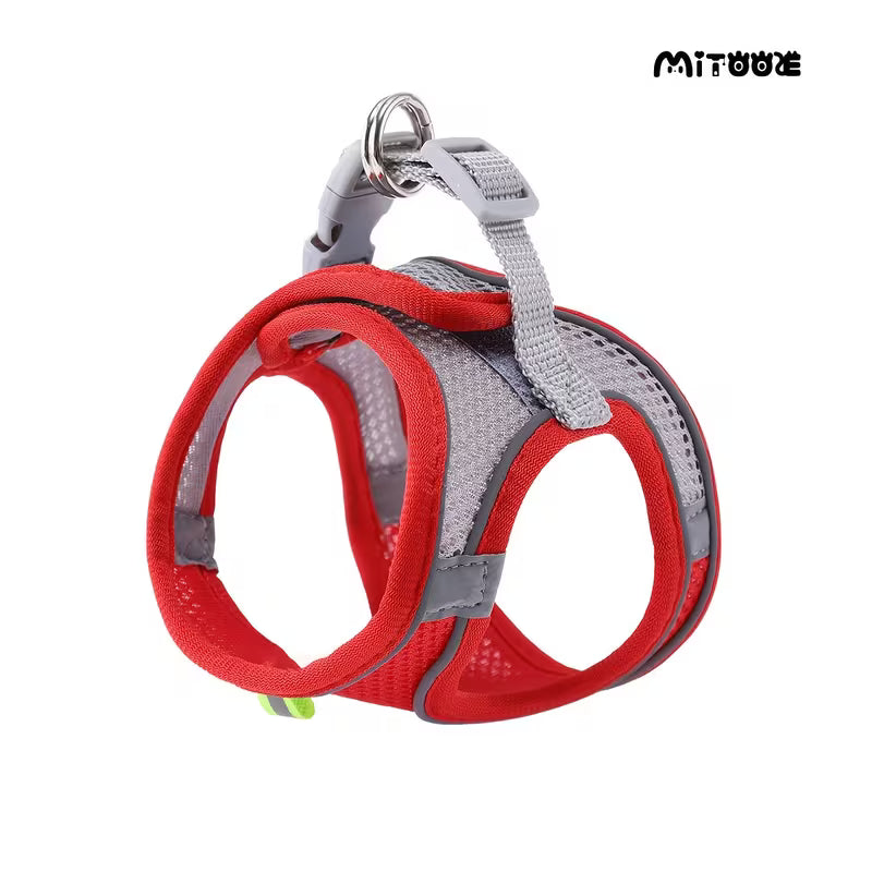 Escape-Proof Mesh Harness Vest for Small Dogs & Cats – Soft Breathable Reflective Adjustable Walking Jacket