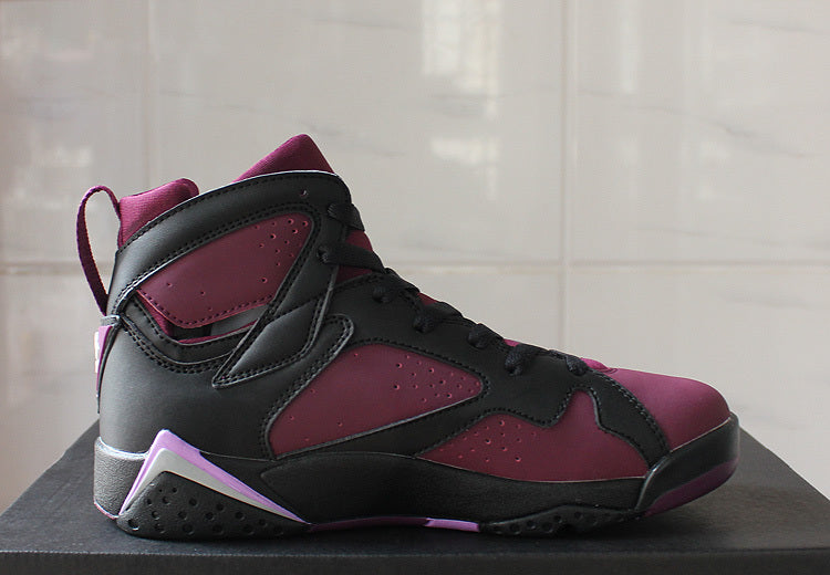 Air Jordan 7 Mulberry Black and Burgundy High-Top Sneakers