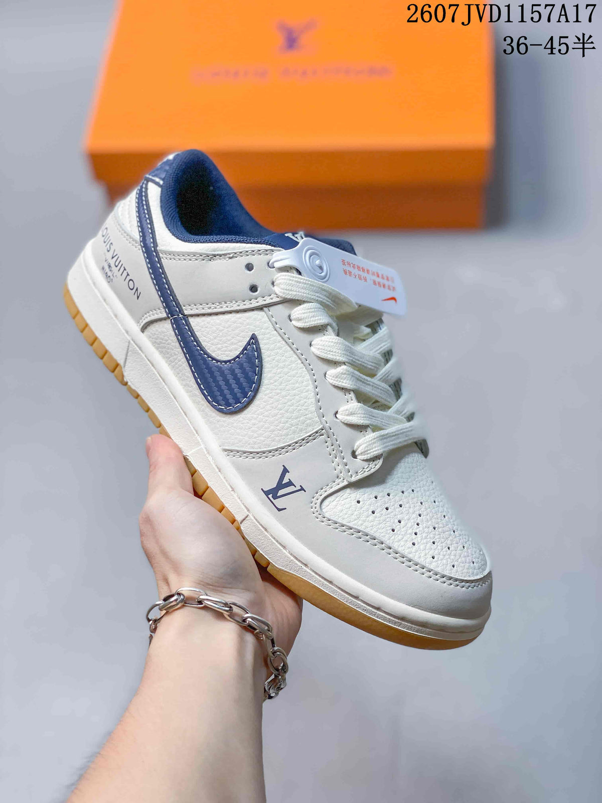 Louis Vuitton x Nike Dunk Low Blue Denim Sneakers 2607JVD1157A17