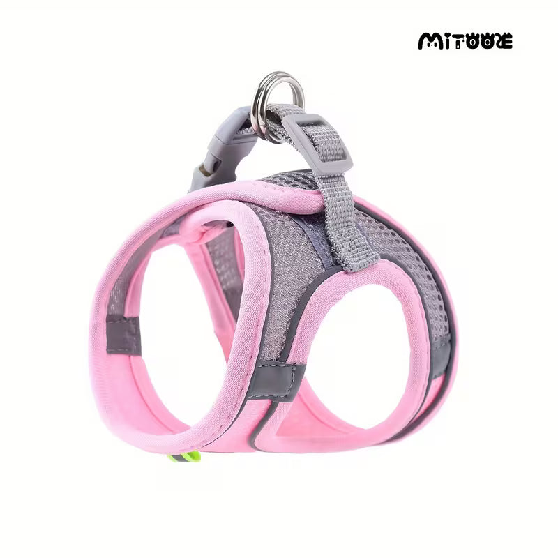 Escape-Proof Mesh Harness Vest for Small Dogs & Cats – Soft Breathable Reflective Adjustable Walking Jacket