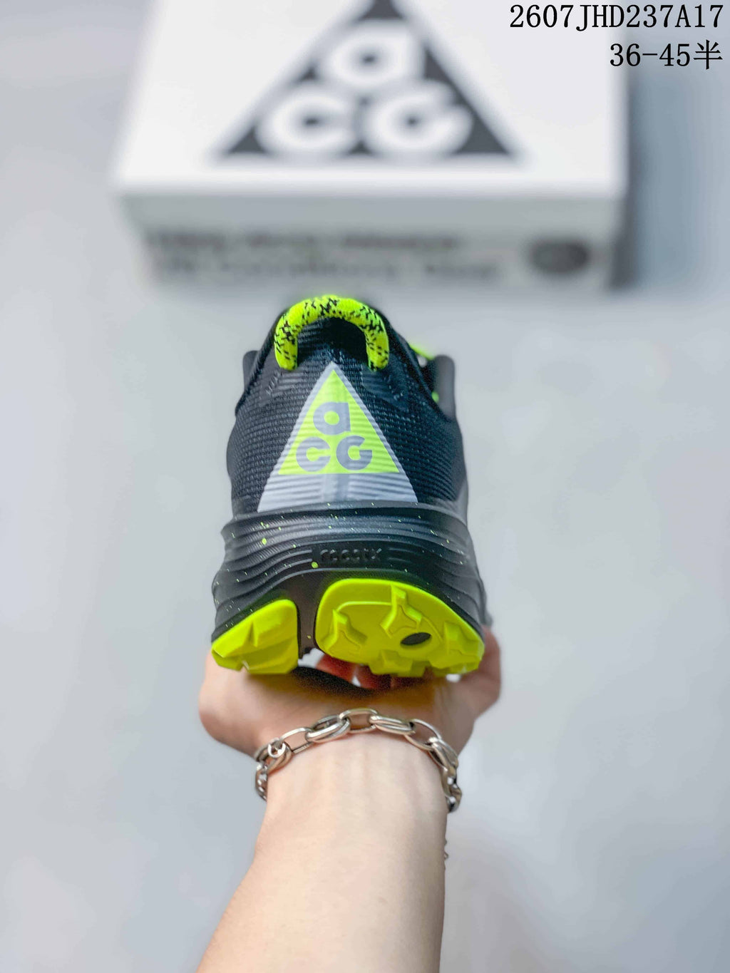 Nike ReactX Pegasus ACG Trail 6 Shoes, Dark Gray and Lime