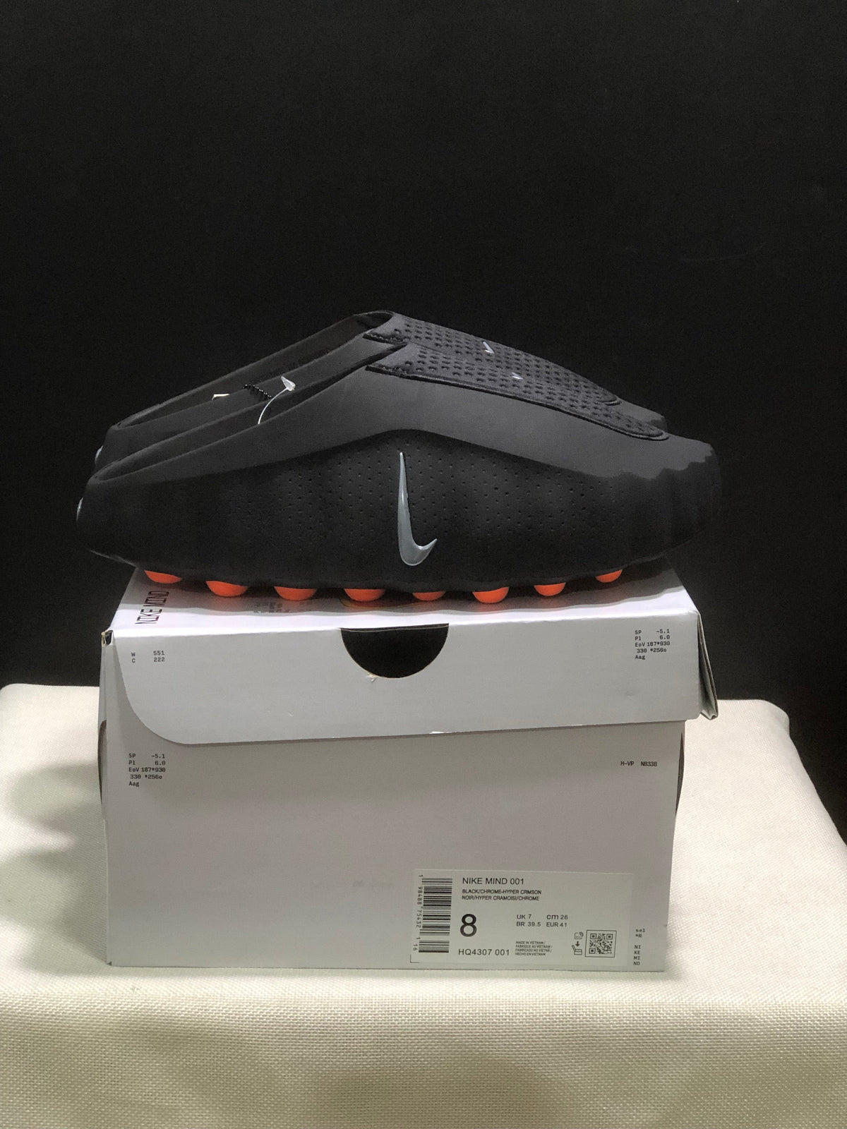 Nike Mind 001 Black and Chrome Crimson Slides HQ4307-001
