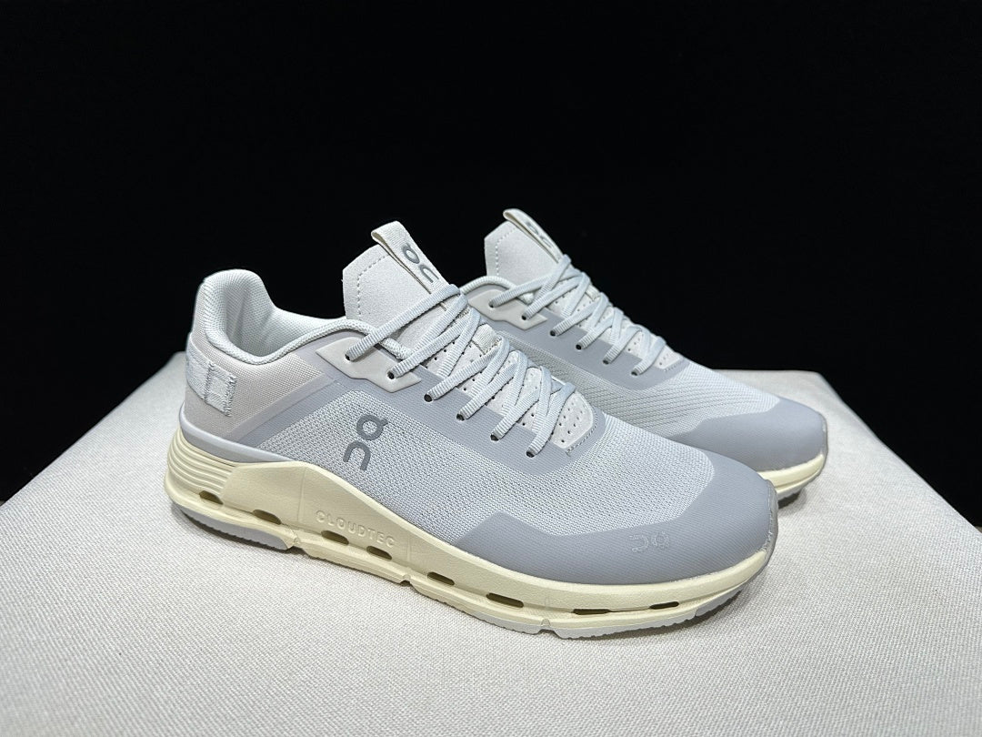 On Cloudnova Form 2 Sneakers, Gray and Cream