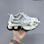 Chunky Platform Sneakers in Silver and White with Mesh Panels