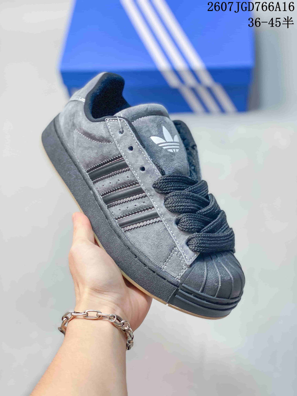 Adidas Superstar Sneakers Grey Black 2607JGD766A16