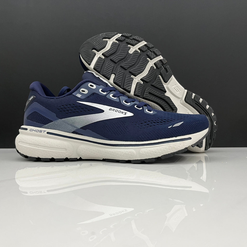 Brooks Ghost 15 Running Shoes in Navy and White