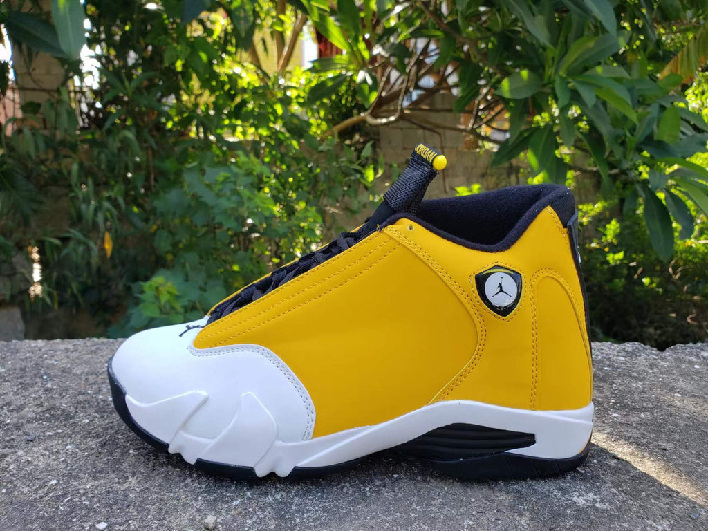 Jordan Air Jordan 14 Yellow and White High-Top Sneakers