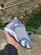 Jordan 14 Gray and White Basketball Sneakers