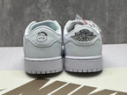 Jordan 1 Low White Sneaker with Swoosh Detail