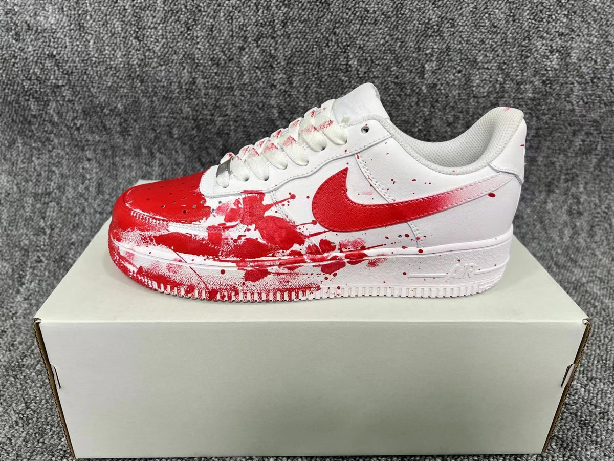 Nike Air Force 1 Low White Red Splatter Sneakers DD8959-100