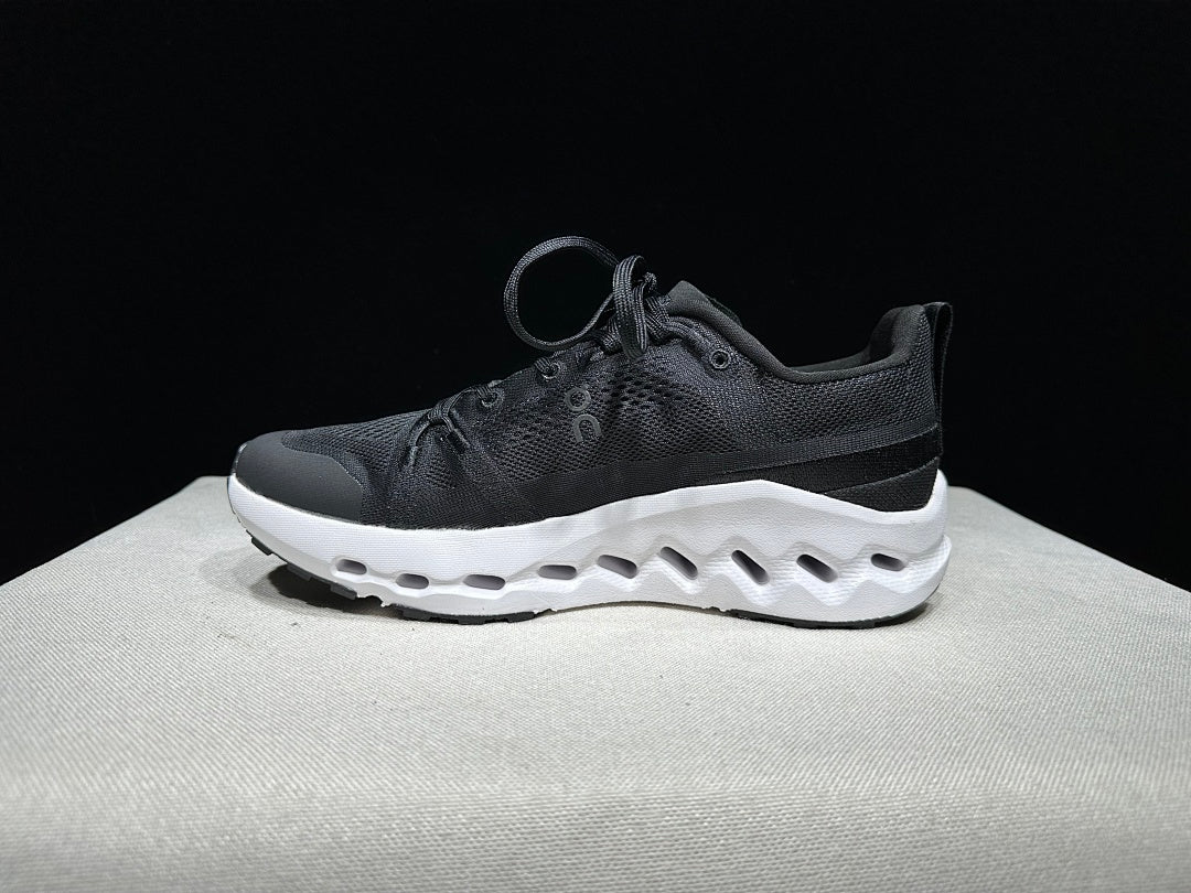 On Cloudsurfer Trail Black and White Trail Running Shoes