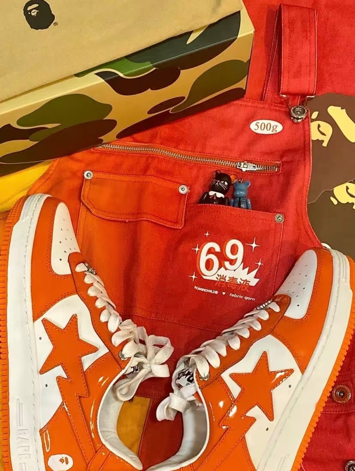 A Bathing Ape BAPE STA Low Sneakers White Orange