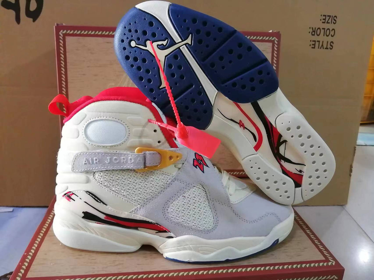 Jordan Air Jordan 8 White and Red High-Top Sneakers