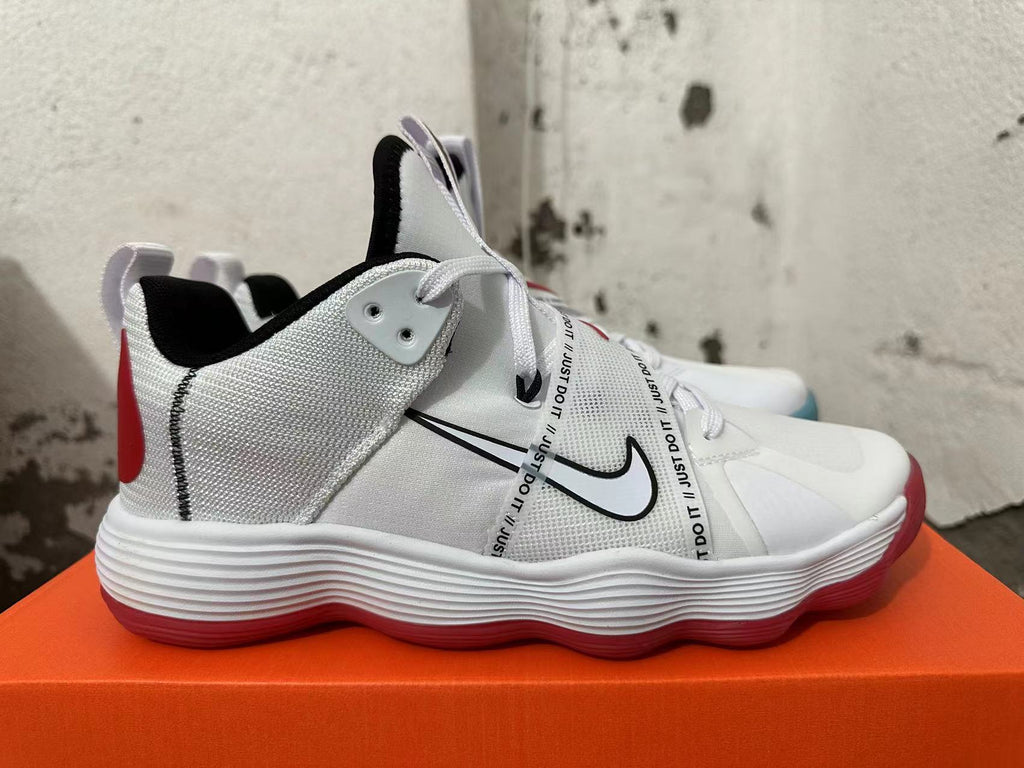 Nike White and Red Basketball Sneakers with Strap