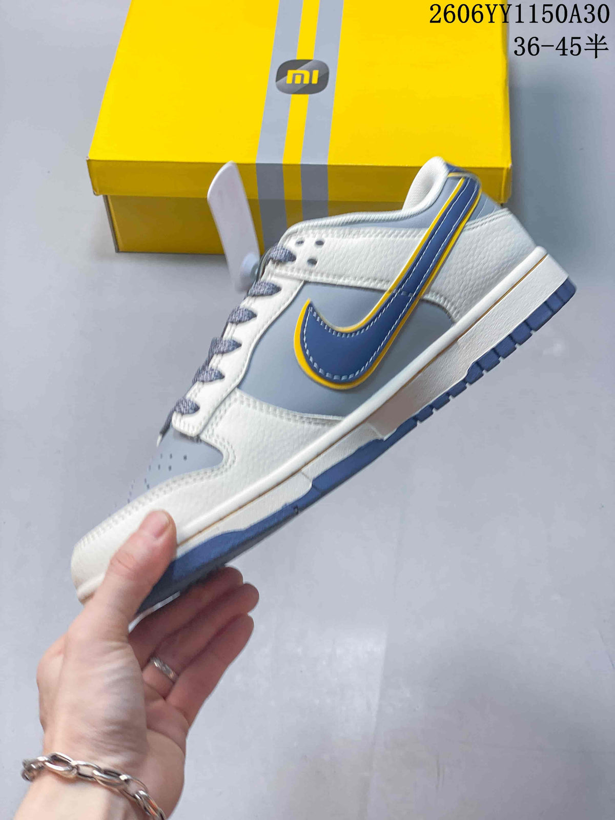 Nike SB Dunk Low Louis Vuitton-Style Sneakers, Grey and Blue