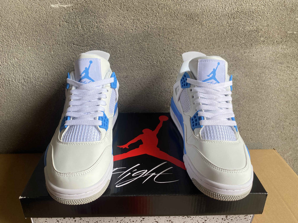 Air Jordan 4 White and Blue Sneakers